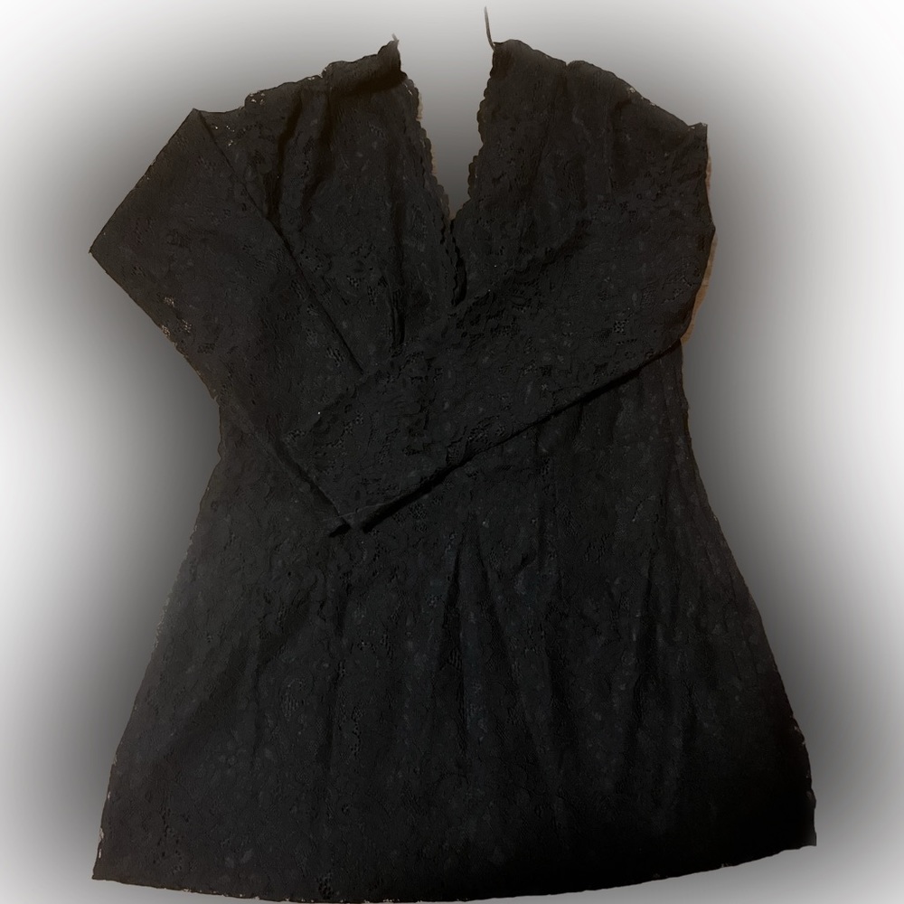 V-neck Black Lace Dress